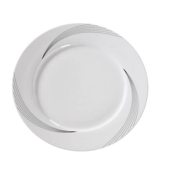 Yanco UR-112 12 in. Dia. Porcelain Dinner Plate, Bone White - Pack of 12
