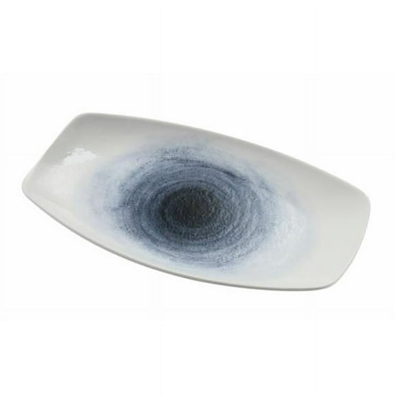 Yanco UN-211 Universe Chinaware 10.75 x 6.25 x 1.25 in. Rectangular Plate - White & Blue