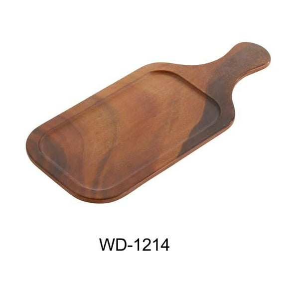 Yanco WD-1214 14 x 5.75 in. Melamine Wood-Look Rectangular Wooden Tray with Handle, Brown - Pack of 24