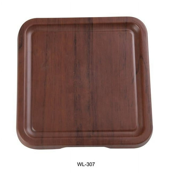 Yanco WL-307 7.5 x 0.75 in. Woodland Square Tray with Foot, Wood-Grain - Pack of 36
