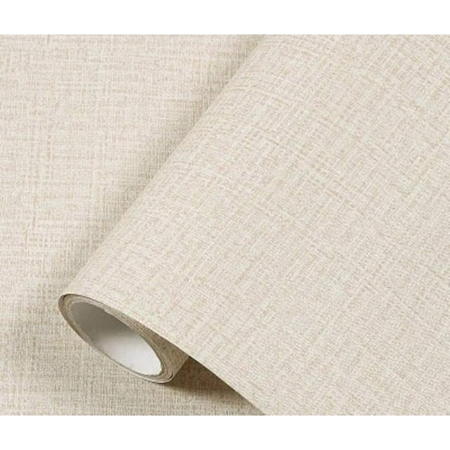 Yancorp 10ft Textured Fabric Cream Wallpaper Faux Grasscloth Beige Peel