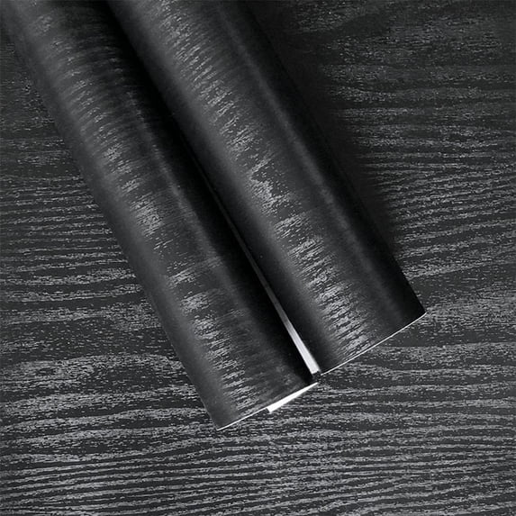 Yancorp 24" inch Wide Matte Black Grain Wood Large Roll Textured Wallpaper Black Wood Wallpaper Vinyl Film Self-Adhesive Wall Paper Shelf Liner Removable Peel-Stick Countertop (24"x120", Black Wood)
