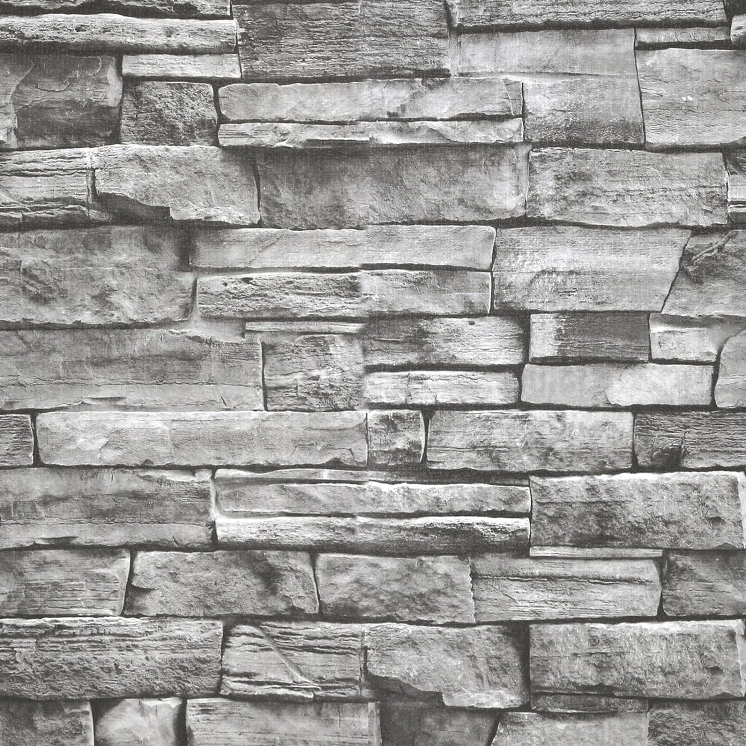 Yancorp 32.8ft Peel and Stick Wallpaper Light Grey Stone Brick