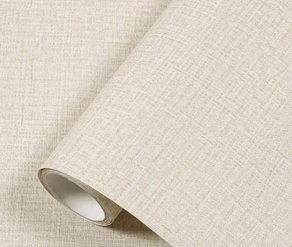 Cream Textured Grasscloth Self-Adhesive Wallpaper 10ft Roll