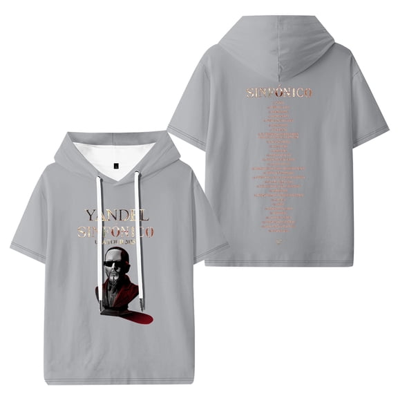 Yandel Sinfonico Tour 2025 Hooded Short Sleeve Casual Hoodies Hip Hop Pullover Shirt