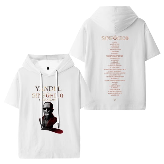 Yandel Sinfonico Tour 2025 Hooded Short Sleeve Casual Hoodies Hip Hop Pullover Shirt