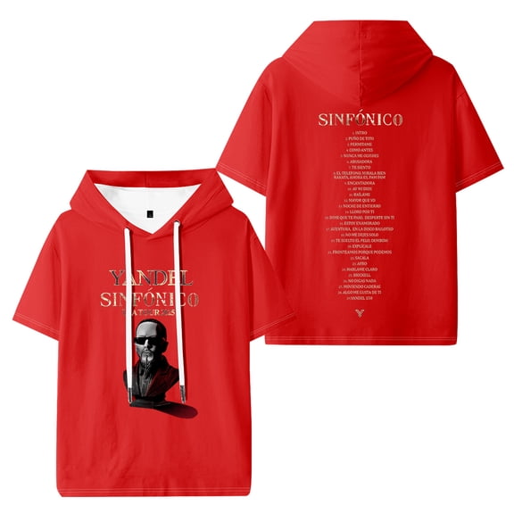Yandel Sinfonico Tour 2025 Hooded Short Sleeve Casual Hoodies Hip Hop Pullover Shirt