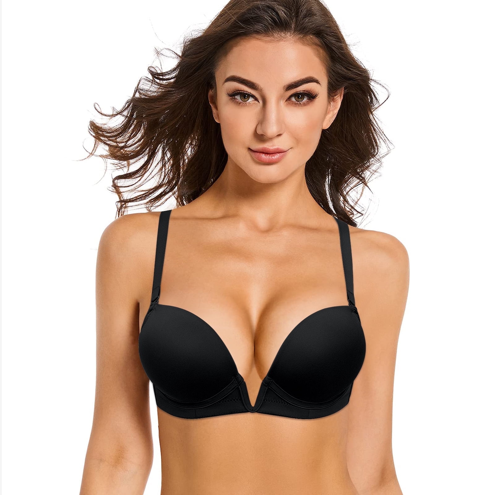 Yandw Women S Deep V Plunge Padded Push Up Convertible Bra With Clear yandw-women-s-deep-v-plunge-padded-push-up-convertible-bra-with-clear