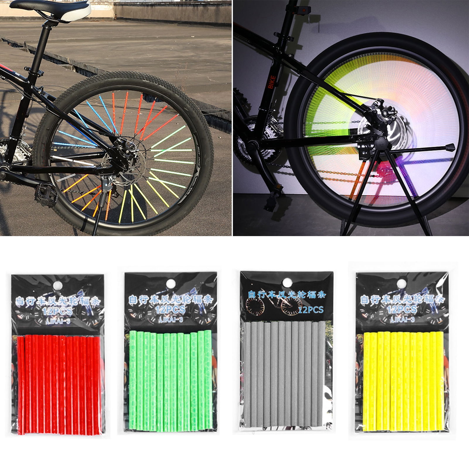 Yanerim 12Pcs Bicycle Spoke Skins Wraps Night Riding Universal Easy to