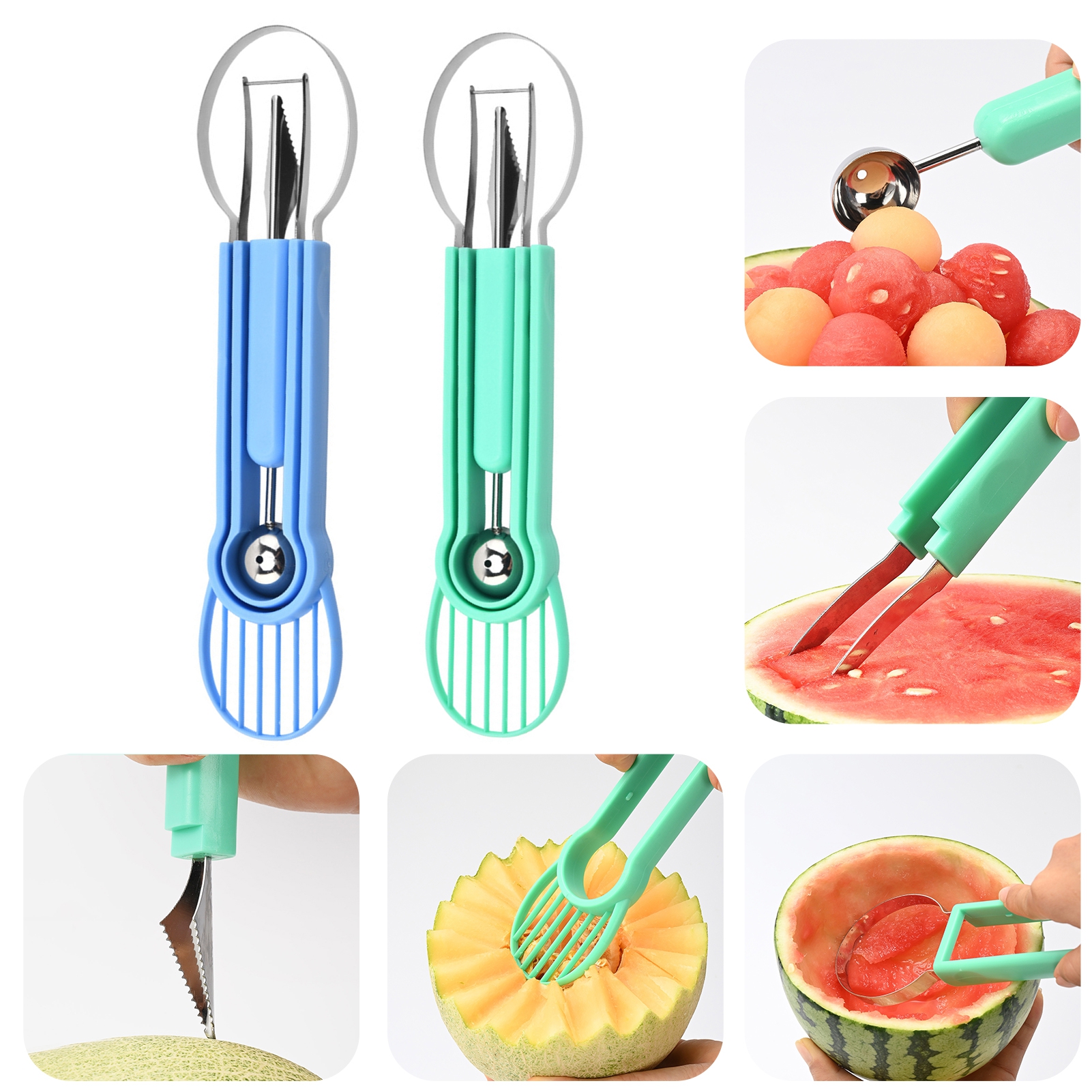 Coupe-melon Multifonction 2025 - Pour Pastèque, Cantaloup, Fruits - Découpe En Cubes, Pratique Pour Pique-nique, Maison