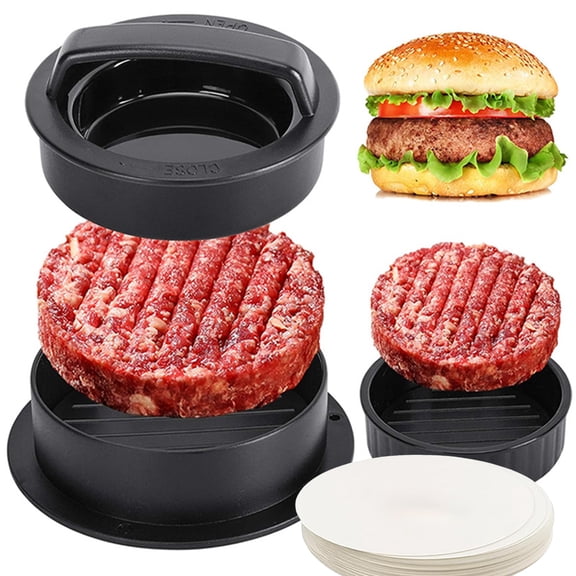 Yanerim 3-in-1 Burger Press Patty Maker Set for Grilling Stuffed Burgers Sliders Durable BPA-Free Plastic Easy-Release Kitchen Gadget for BBQ Enthusiasts