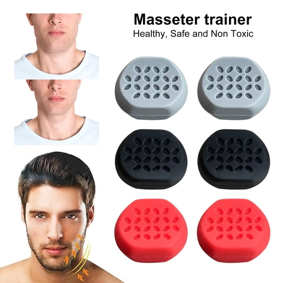 Yanerim 6Pcs Jaw Exerciser Set 3 Resistance Levels Facial Muscle Trainer Masseter Muscle Strengthener Jawline Enhancement Device