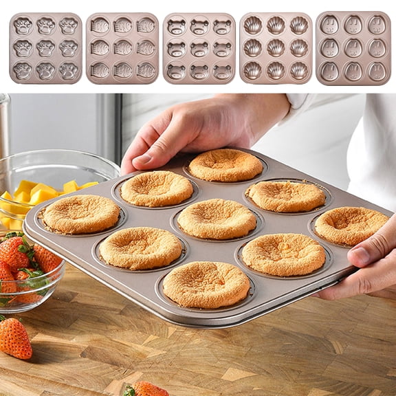 Yanerim Baking Pan Cartoon Bear Shape Non-sticky Food Grade High Temperature Resistant Thickened 9 Grids Stainless Steel Easy Demoulding Evenly Heated DIY Cake Cookie Baking Pan