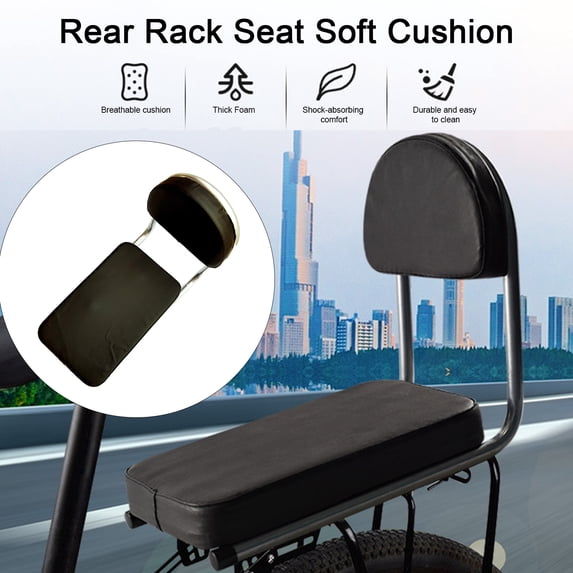 Yanerim Bicycle Rear Back Seat Cushion with Backrest Waterproof Simple Installation Universal Soft Thick Sponge Seat Cushion