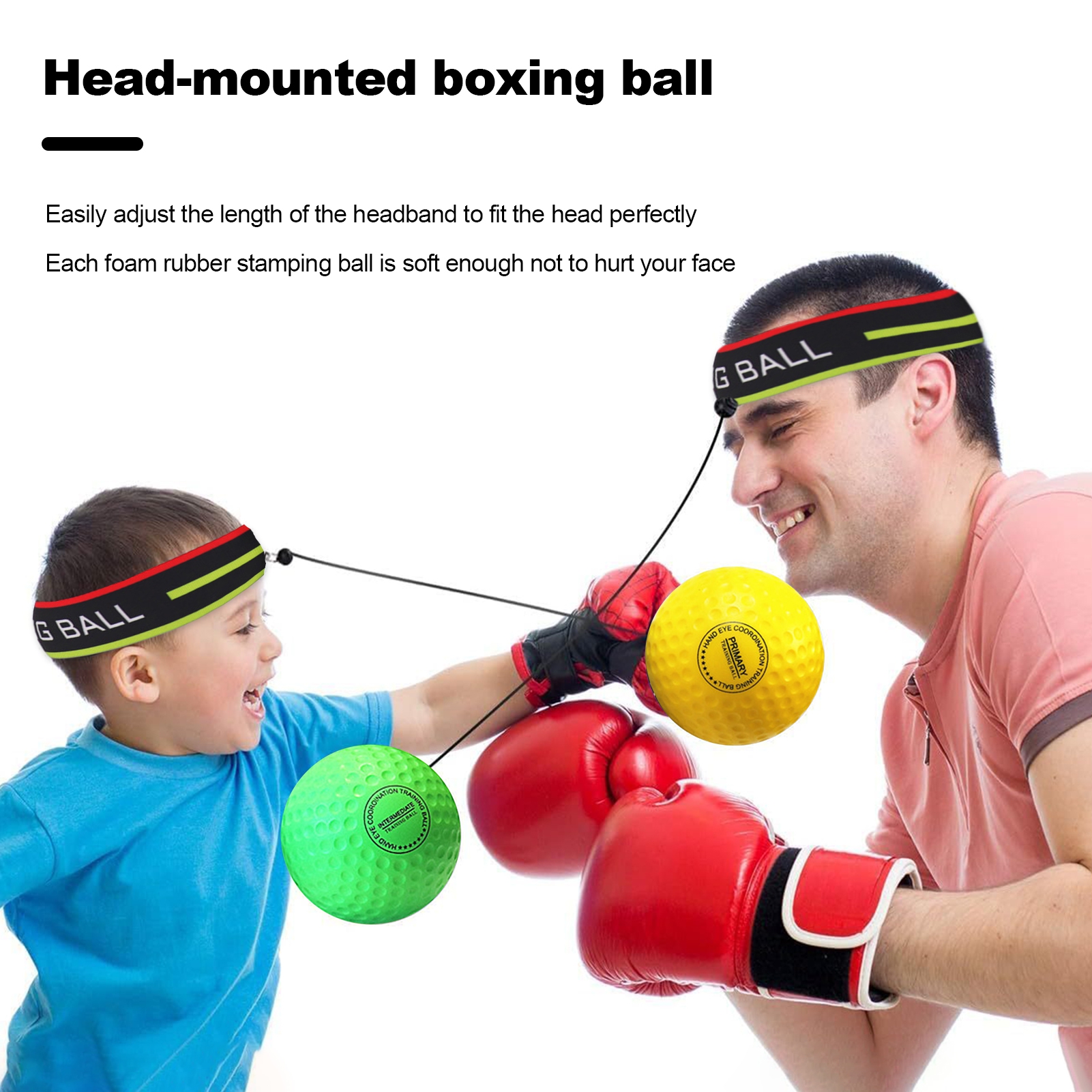 Yanerim Boxing Ball Set with Headband Adjustable Lightweight Portable ...