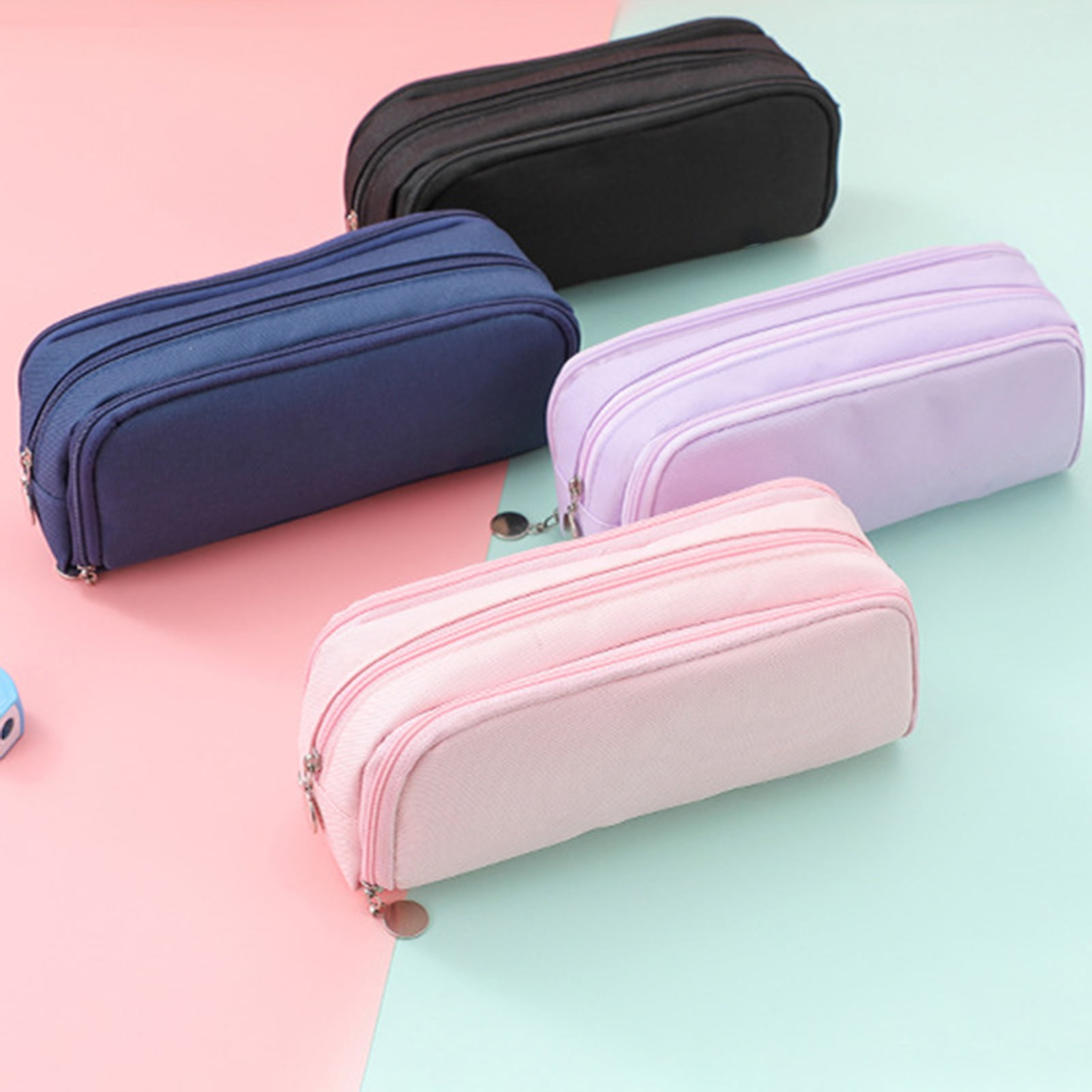 Yanerim Large Capacity Pencil Case Pen Pouch Organizer Zipper Closure Wear Resistant Stationery Organizer Pouch with Mesh Pocket Walmart