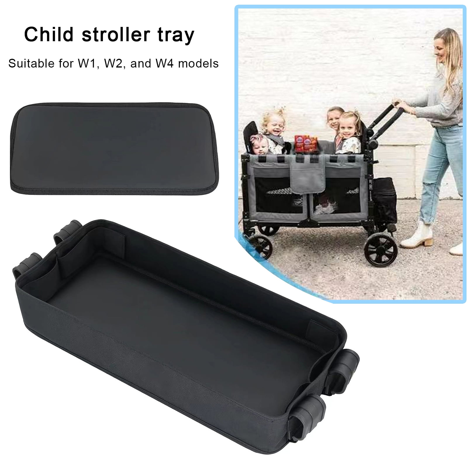 Yanerim Stroller Snack Tray with Fastener Tapes Waterproof Easy to Clean Universal Compatibility