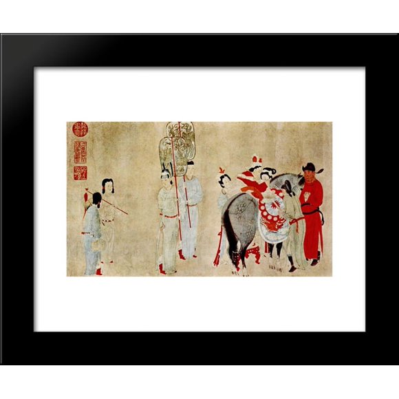 Yang Guifei Mounting a Horse 20x24 Framed Art Print by Qian Xuan