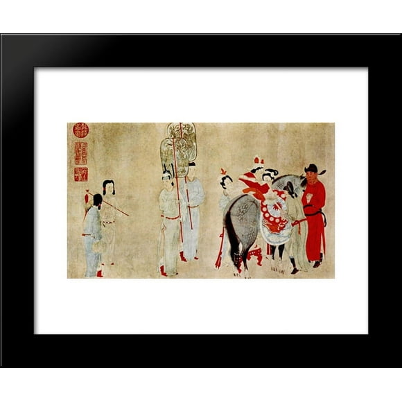 Yang Guifei Mounting a Horse 20x24 Framed Art Print by Qian Xuan