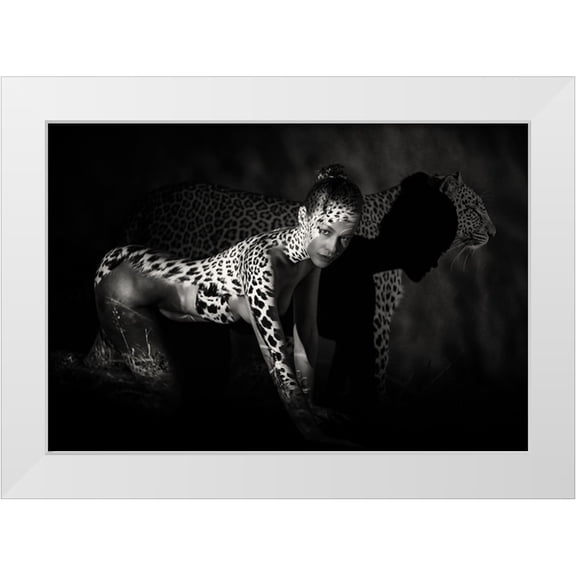Yang, James 32x23 White Modern Wood Framed Museum Art Print Titled - The Leopard