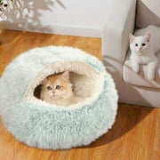 YangJinLian Cat Bed, Plush Hooded Cat Beds for Indoor Cats, Calming Cat Nest, Self Warming Cat Bed Cave, Cozy Cat Pod for Indoor Cat or Small Dog,Washable Cat Cove with Non-Slip Bottom