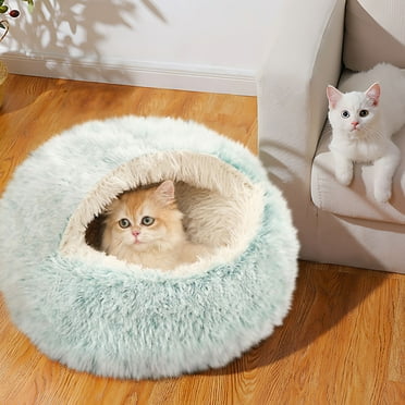 YangJinLian Cat Bed, Plush Hooded Cat Beds for Indoor Cats, Calming Cat Nest, Self Warming Cat Bed Cave, Cozy Cat Pod for Indoor Cat or Small Dog,Washable Cat Cove with Non-Slip Bottom