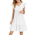 thumbnail image 1 of YangJinLian Girls Summer Dress Sleeveless V Neck Mini Dresses Casual Flowy Boho Ruffle A Line Swing Sundress, 1 of 5