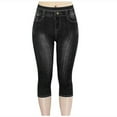 thumbnail image 1 of YangJinLian Leggings for Women Pull On Capri Jeans Stretchy Jean Capris High Waisted Denim Capri Leggings Casual Pants Black, 1 of 2