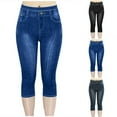 thumbnail image 1 of YangJinLian Leggings for Women Pull On Capri Jeans Stretchy Jean Capris High Waisted Denim Capri Leggings Casual Pants Navy, 1 of 3