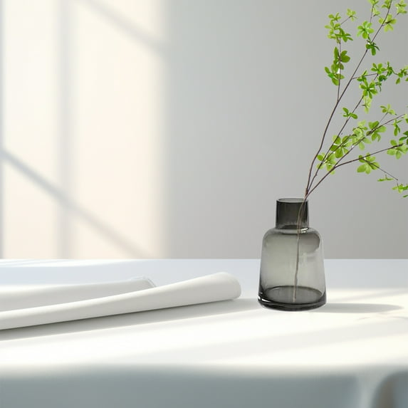 YangJinLian Small Grey Bud Vase: Mini Smokey Gray Glass Vase Smoked Cute Flower Vases for Centerpieces Modern Decorative Vases for Flowers Wedding Table Centerpiece Dining Room Decor