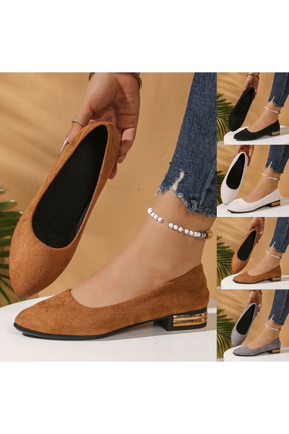 Women's Flats Shoes Pointed Toe Flats Shoes Women Ballet Flats for Women Dressy Shoes Flock Flats Gray