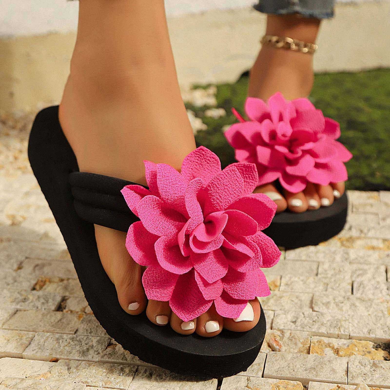 Flat Sandals Hot Pink Flip Flops Ladies YangJinLian Women's Flip