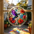thumbnail image 1 of YangKa Floral Acrylic Puzzle Suncatcher,Purple Wing Hummingbird Round Window Hanging Ornament, All Season Light Catcher, Thoughtful Home Decor Gift, 1 of 8