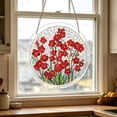 thumbnail image 1 of YangKa Red Flowers Acrylic Puzzle Suncatcher, Bold Floral Window Pendant, Perfect Birthday Gift for Women, Charming Home Decor, 1 of 6