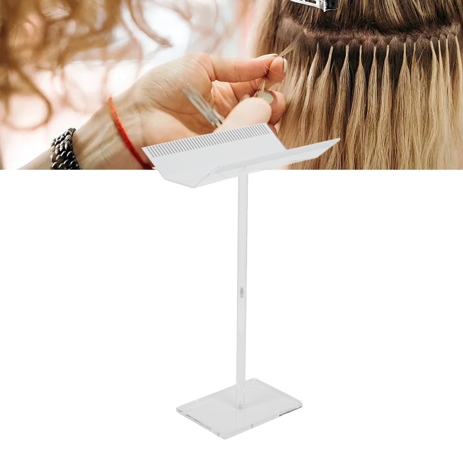 YangMei12 Acrylic Hair Extension Stand Transparent Sectioning Display Hair Extension Holder for