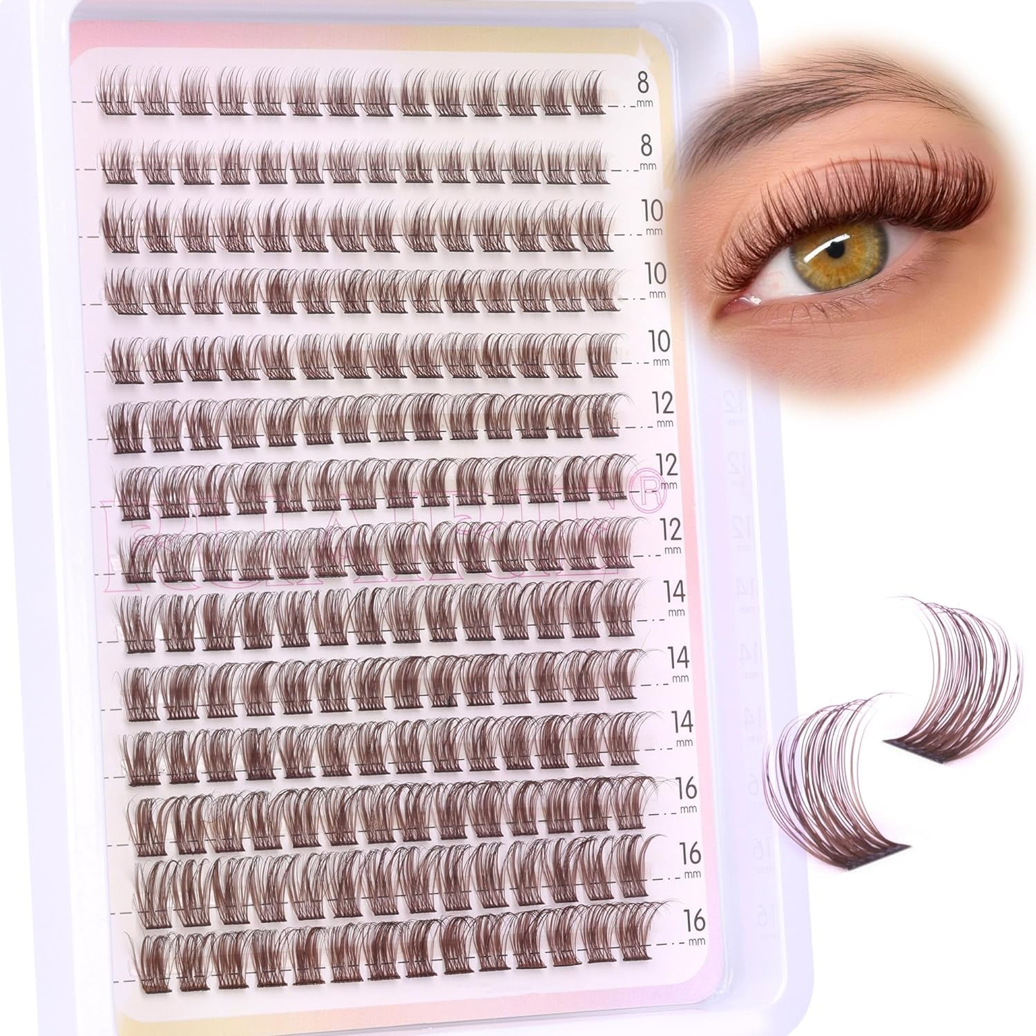 YangMei12 Lash Clusters Wispy Natural Eyelash Clusters Eyelash Extensions 196pcs D Curl DIY Individual Lashes Extensions