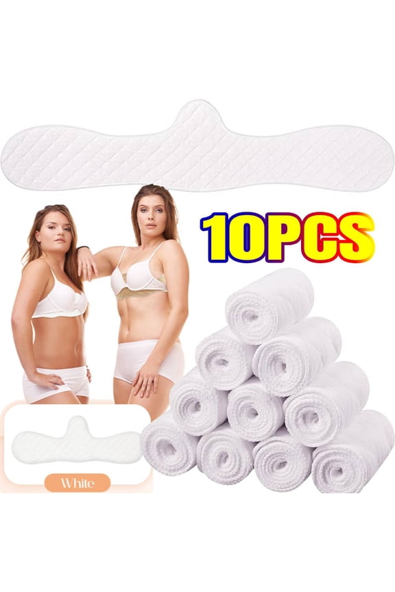 10 PACK Reusable Cotton Bra Liners for Sweat Rash Liners Under Breasts Sweat Absorber Pads for Women Female Fashion Accessory Sets(White)
