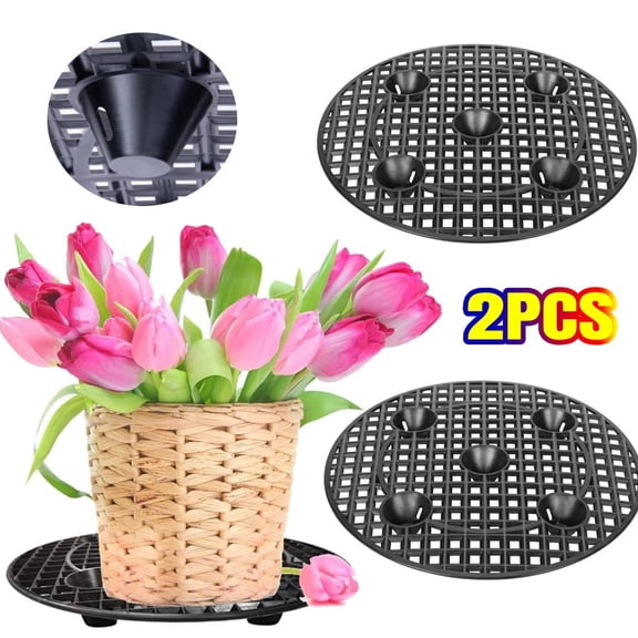 YangNengwen 2 PACK Plant Level Pot Elevator 12 Inch Diameter Big Plant Stands Heavy Planter Holder Potted Plant Stand for Deck or Patio