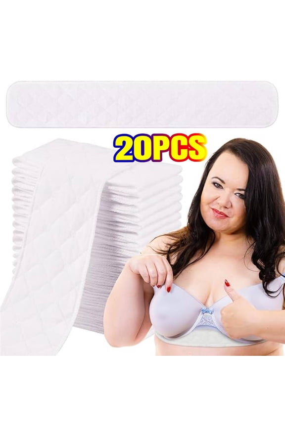 20 Piece Bra Liners for Sweat, 3 Layer Washable Rectangle Cotton Under Breasts Pads for Women Absorb Sweating, 18 x 3 Inch