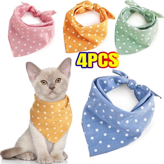 YangNengwen 4 Piece Dog Bandanas, Cat Birthday Puppy Scarfs Washable Daily Handkerchief Comfortable Gifts, Adjustable Accessories for Small Medium Pup Pet