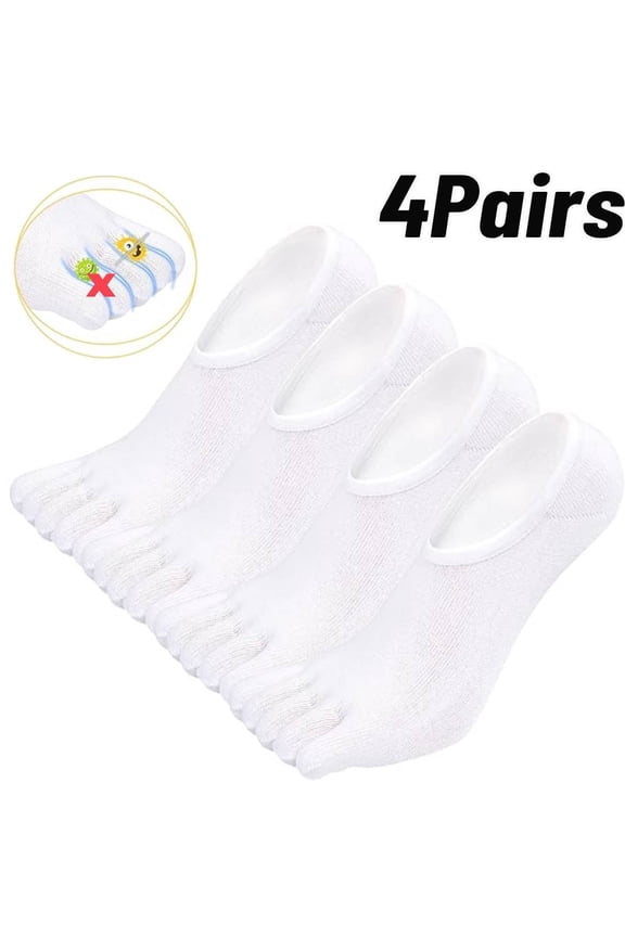 5 Pairs No-Show Toe Socks for Men: Invisible Liner, Breathable Cotton, Five-Toe Design for Running, Loafers & Athletic Shoes