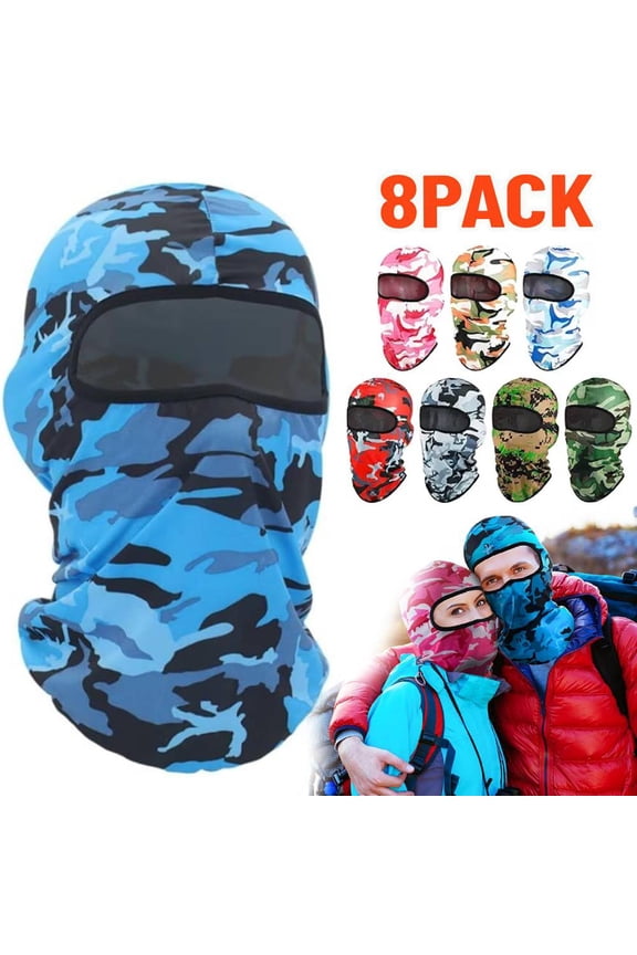 8 PACK Balaclava Ski Mask -UV Protection Windproof Breathable Full-Face Cover for Men & Women, Moisture-Wicking Multi-Sport Hood