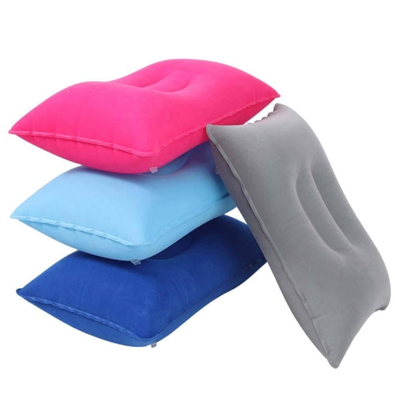YangNengwen Ultralight Air Pillow, 4 Pack Ultralight Small Squared Flocked Fabric Air Pillow | Inflatable Travel Pillow for Traveling, Holiday Trip, Hiking, Camping, Napping, Neck Lumbar Support