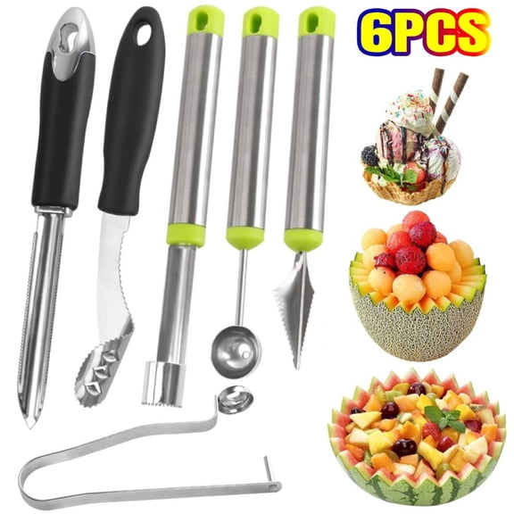 YangNengwen Vegetable Corer Tool, 6 Pcs Stainless Steel Fruit and Vegetable Zucchini Corer Tools for Home Kitchen Cherry Pear Jujube Zucchini Chili
