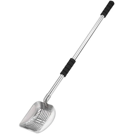 Yangbaga Metal Cat Litter Scoop with Deep Shovel&Long Handle,Detachable Stainless Steel Non-Stick Litter Sifter with Foam Padded Grip, No Bending Back Heavy Duty Cat Litter Scooper