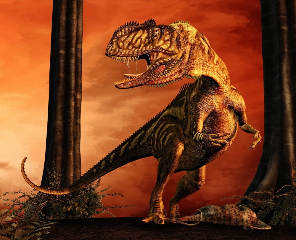 Yangchuanosaurus standing over his prey Canvas Art - Philip BrownlowStocktrek Images (16 x 13)