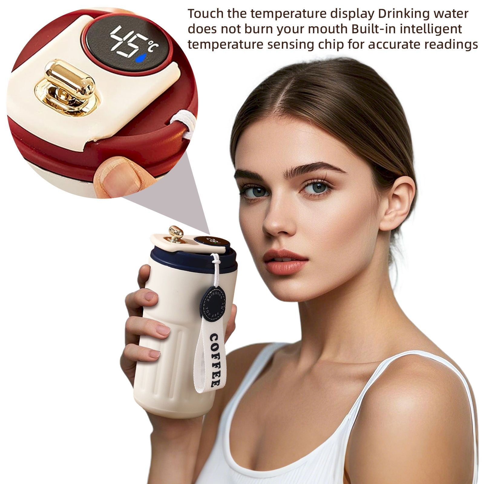 Led Display Cup Yangee LED Temperature Display Coffee Mug Stainless Portable 450ml ...
