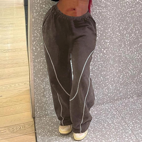 Yanghang Cargo Pants Women Women's Vintage Street Style Star Print Spicy Girl Low Waisted Straight Tube Pants