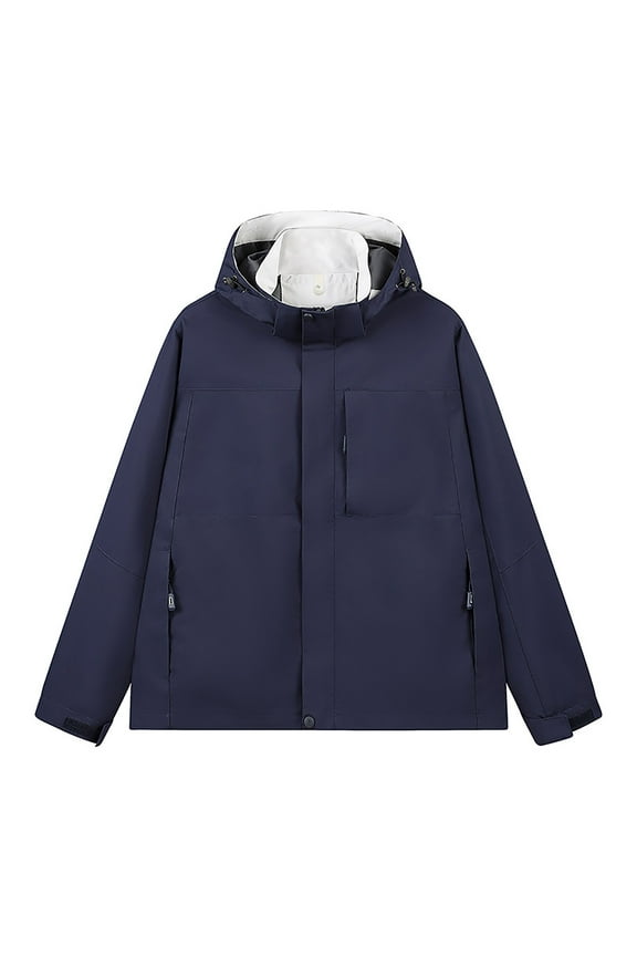 Hooded Men's Stitching Drawstring Hooded Slim Fashion Jacket Coat Outwear Zip-up Jacket