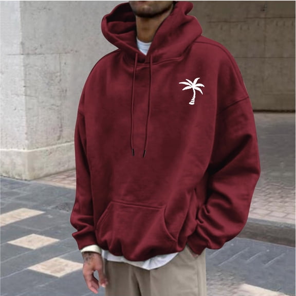Yanghang Hoodies For Men Men's Hoodie Letter Rinted Pullover Long-sleeved Top Hooded Sweatshirts